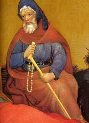 Dortmund, Marienkirche, Konrad von Soest, Marienaltar, mittlere Tafel, Detail (Josef)
